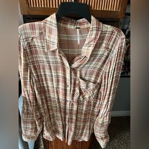 Free People plaid button down shirt